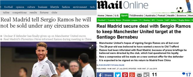 En Inglaterra dan por hecho que Ramos se queda en Madrid