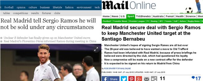 In England they assume that Ramos will stay in Madrid.