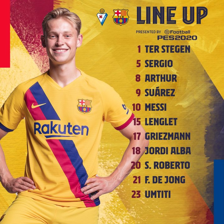 Alineación del Barcelona ante el Eibar.