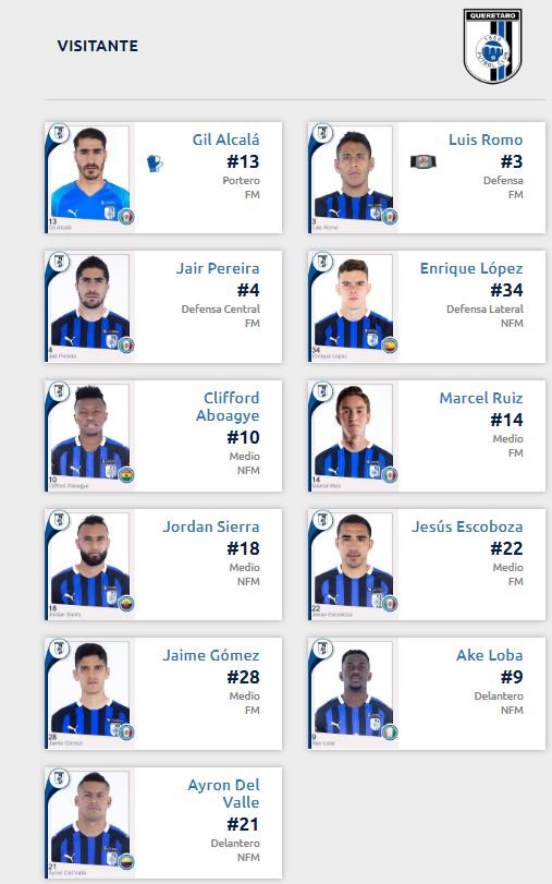 alineación querétaro vs atlético de san luis