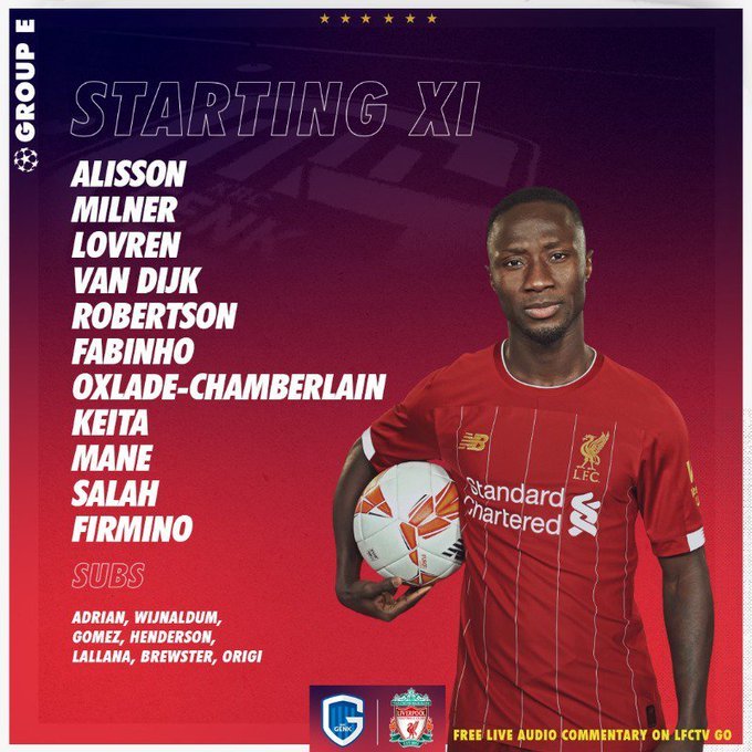 Alineación del Liverpool ante el Genk.