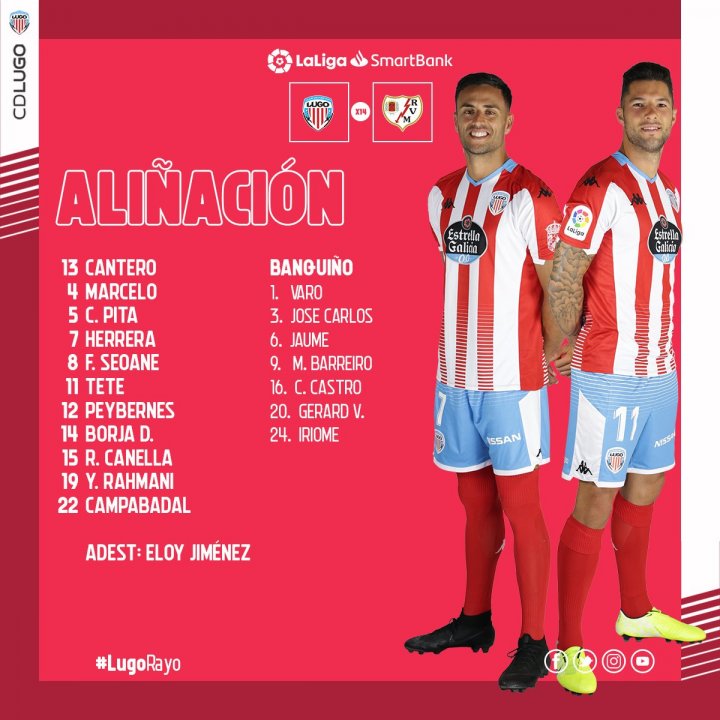 Alineación del Lugo ante el Rayo.