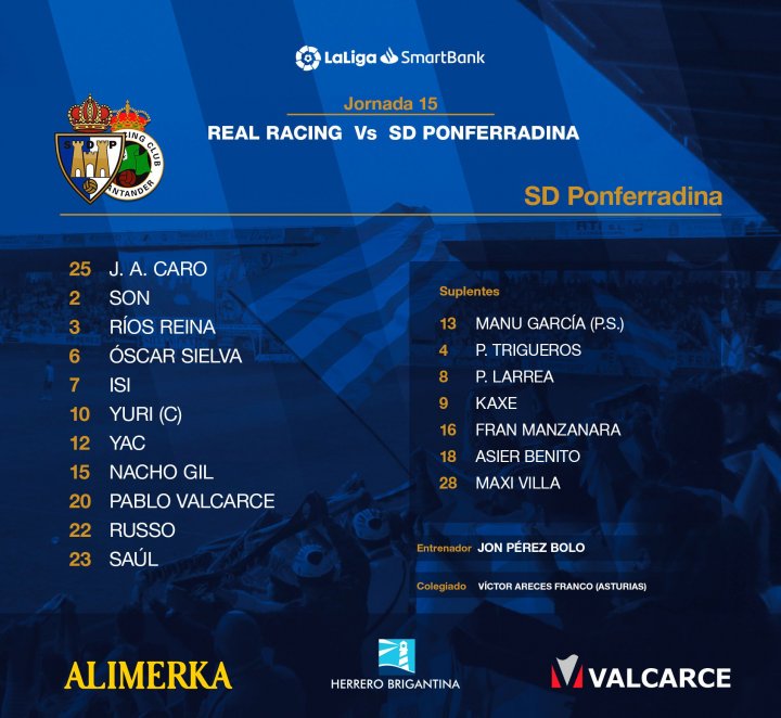 Alineación de la Ponferradina en El Sardinero.