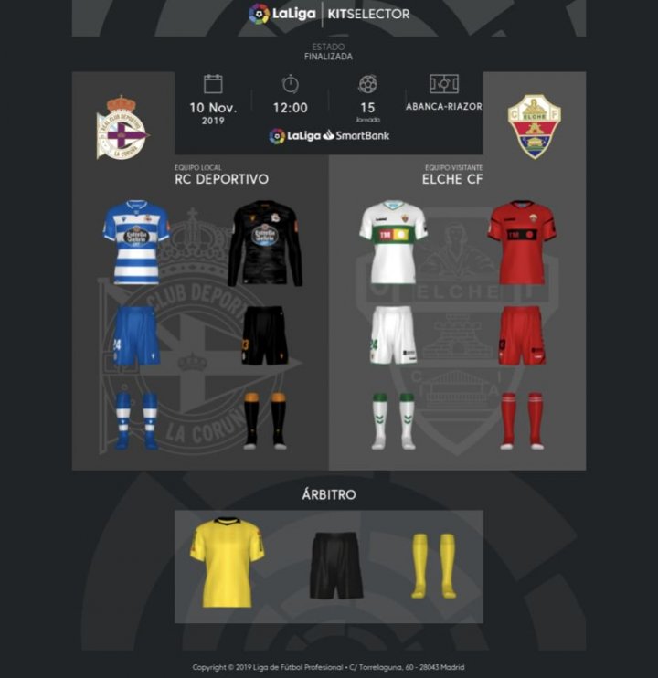 Equipaciones del Deportivo - Elche