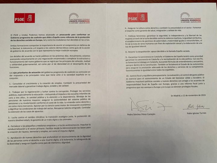 Documento que han firmado ambos