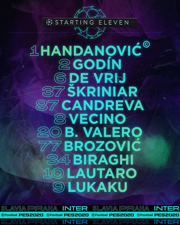 Alineación del Inter de Milán en el Sinobo Stadium.