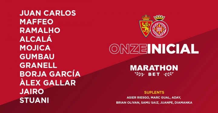 Alineación del Girona en La Romareda.
