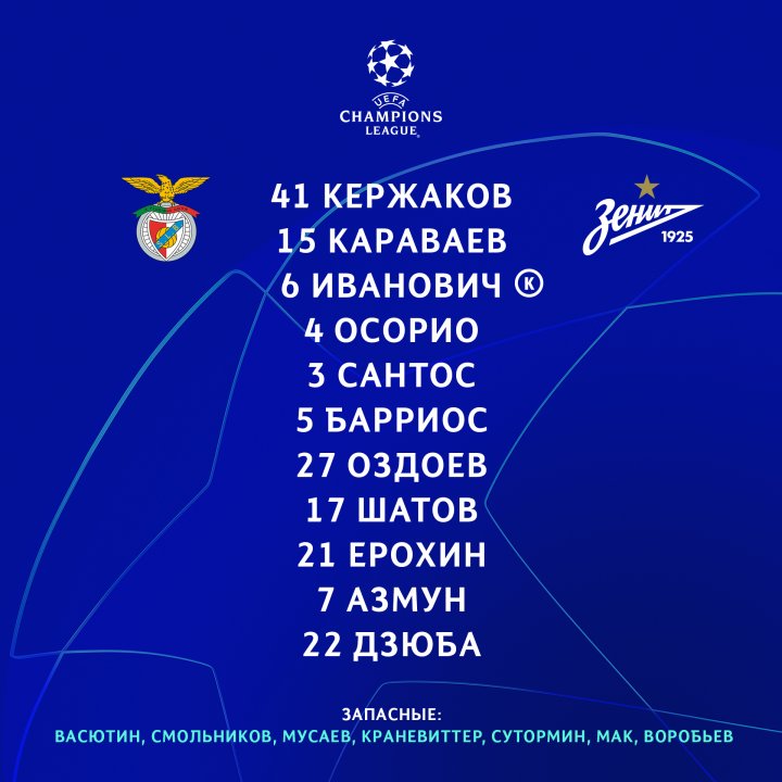 Alineación del Zenit en Lisboa.