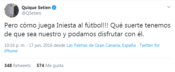 Setién, sobre Iniesta