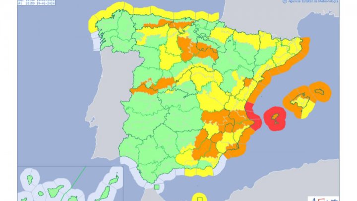 Riesgo de precipitaciones por la borrasca Gloria.