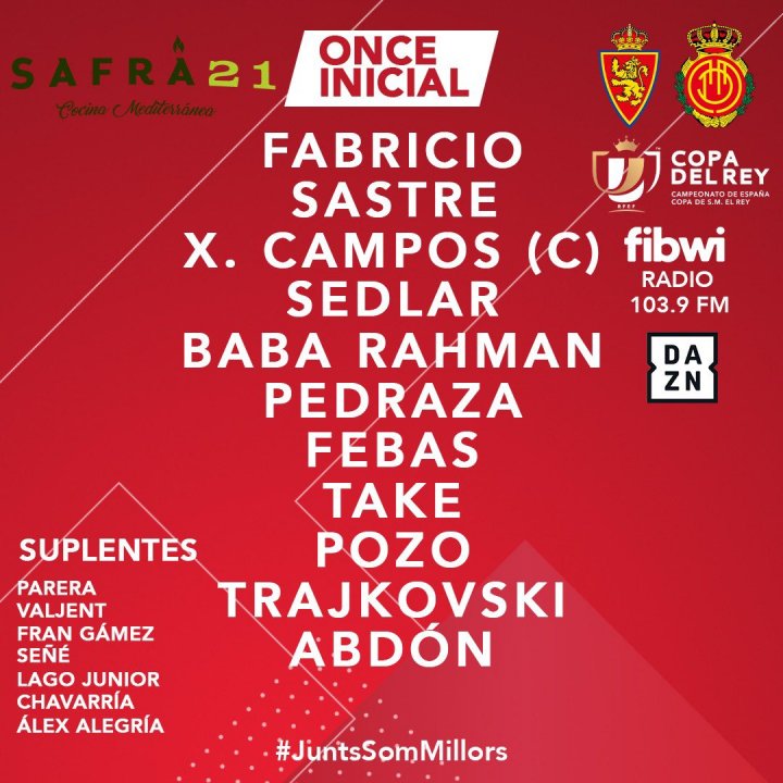 Alineación del Mallorca en La Romareda.