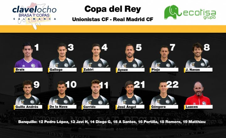 Alineación de Unionistas ante el Real Madrid.