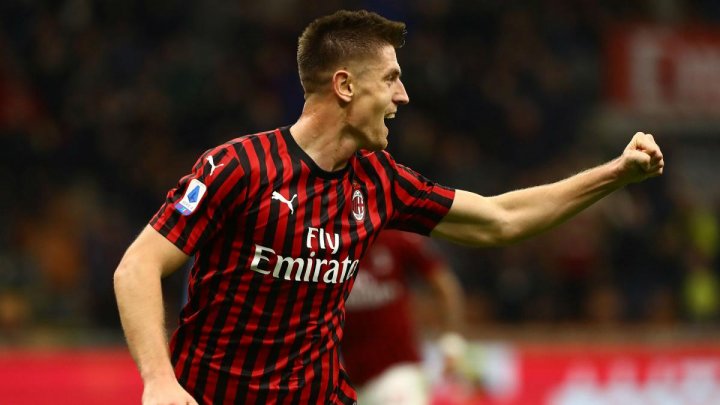 Piatek, en un partido con el Milán.