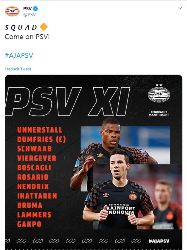 ¡Alineación del PSV!