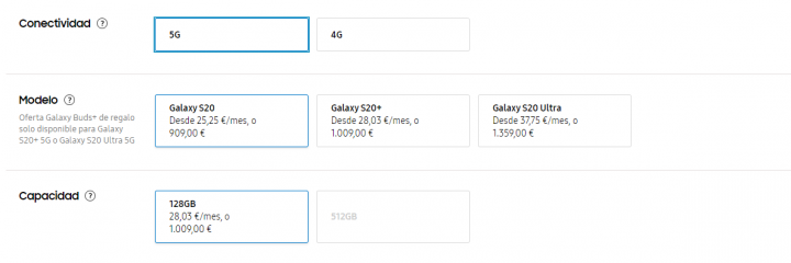Precios Samsung Galaxy S20