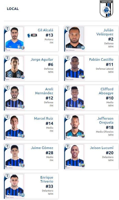 alineación querétaro vs san luis