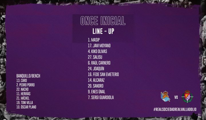 Alineación del Real Valladolid en el Reale Arena.