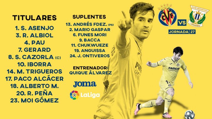 Alineación del Villarreal ante el Leganés.