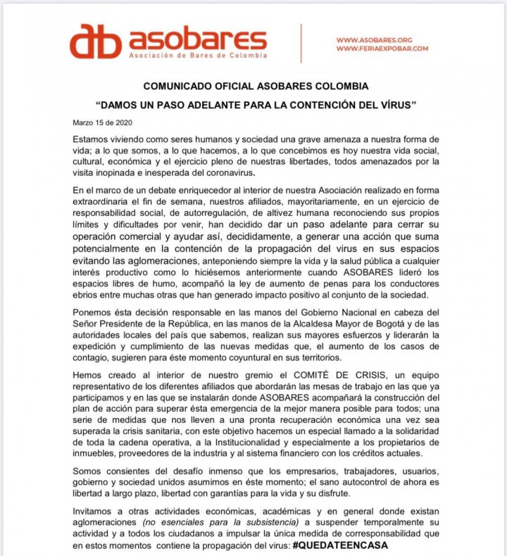 Comunicado Asobares
