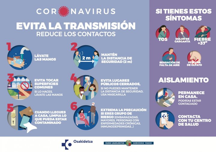 Recomendaciones Euskadi reducir contagios