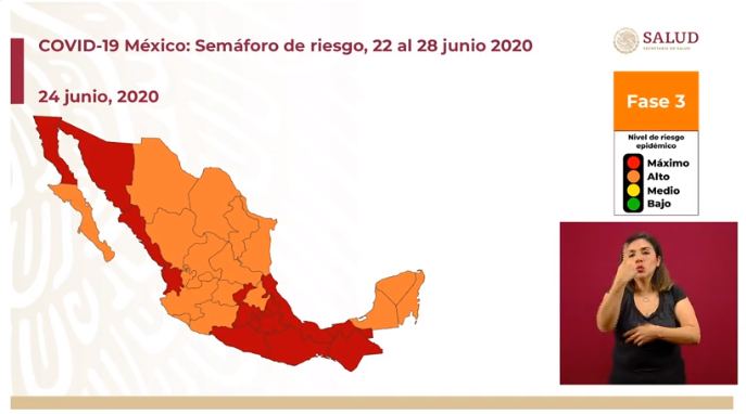 semáforo de riesgo epidémico méxico 24 de junio