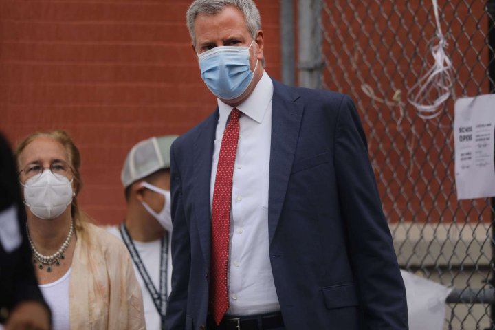 De Blasio face masks