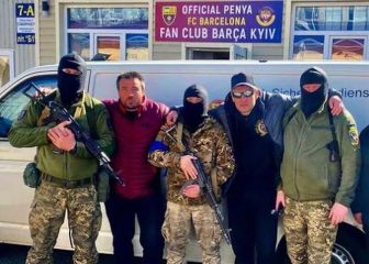 "Los leopardos", los hinchas del Barça en Kiev, que luchan contra Rusia