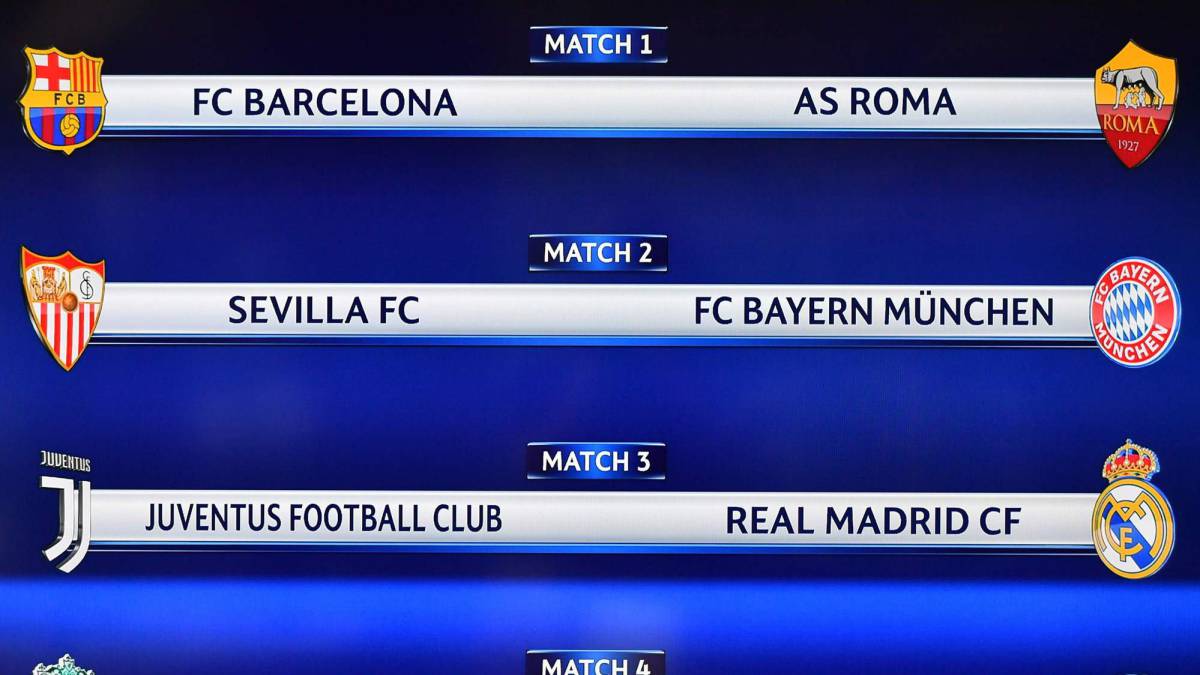 Resultado Sorteo Champions: Juve-Real Madrid, Barça-Roma y Sevilla ... Resultado Sorteo Champions: Juve-Real Madrid, Barça-Roma y Sevilla ...
