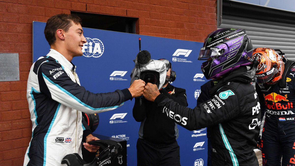 Russell-podium-and-a-Mercedes Russell-podium-and-a-Mercedes